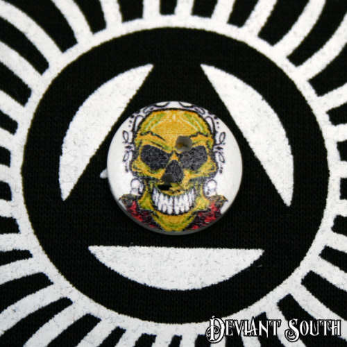 DIY 15mm Wood Button - Lime-skull (single)