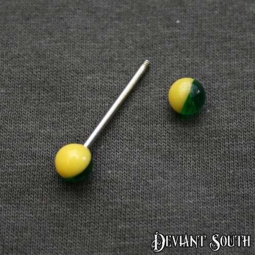 Tongue Straight Barbell (Green and Yellow)