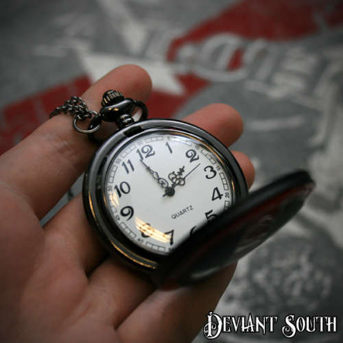 Deadpool Round Large Black Pocket Watch Necklace