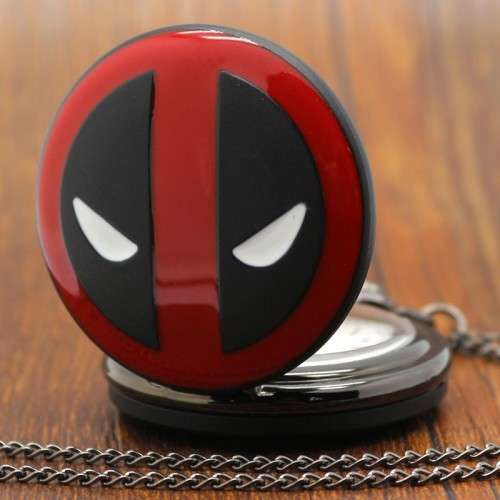 Deadpool Round Large Black Pocket Watch Necklace