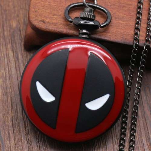 Deadpool Round Large Black Pocket Watch Necklace