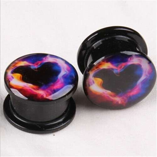 Acrylic Ear Plug Screw-on Hollow 14mm - Hearts (sold per pair)