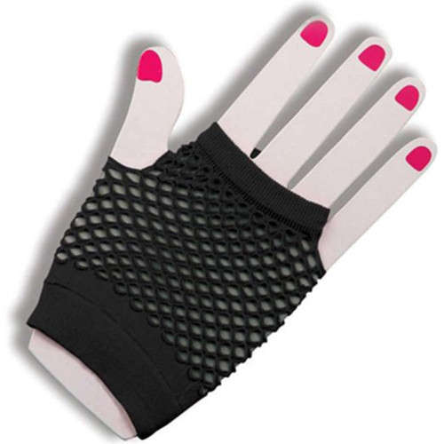 Fishnet Net Mesh Gloves Short - One Size - Black