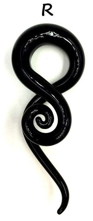 Black Pyrex Glass Ear Spiral Taper (right ear) 7,5mm
