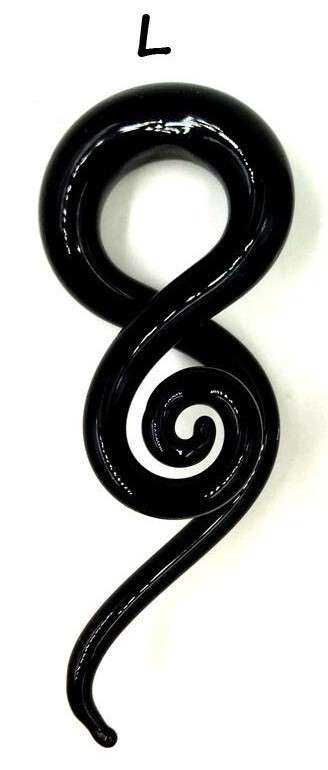 Black Pyrex Glass Ear Spiral Taper (left ear) 7,5mm