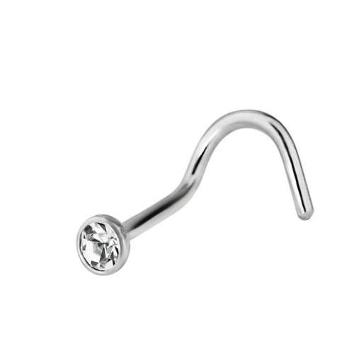 Stainless Steel Nose Ring with White Rhinestone