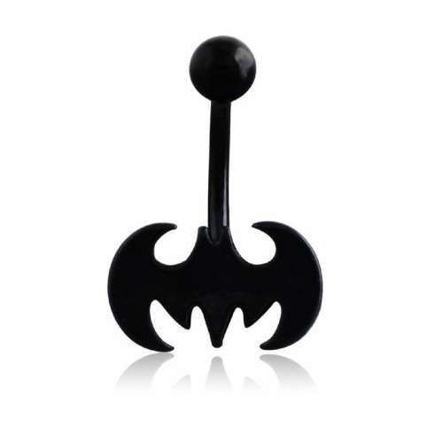 Stainless Steel Black Bat Man Belly Ring
