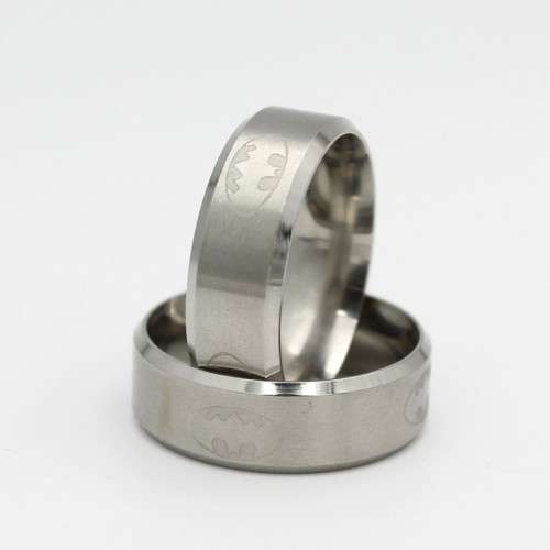 Stainless Steel Silver Batman Ring Size: -6 | N
