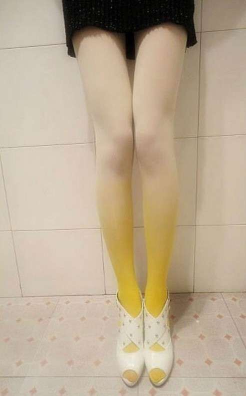 Yellow Ombre Stockings Pantyhose - One Size Fits Most