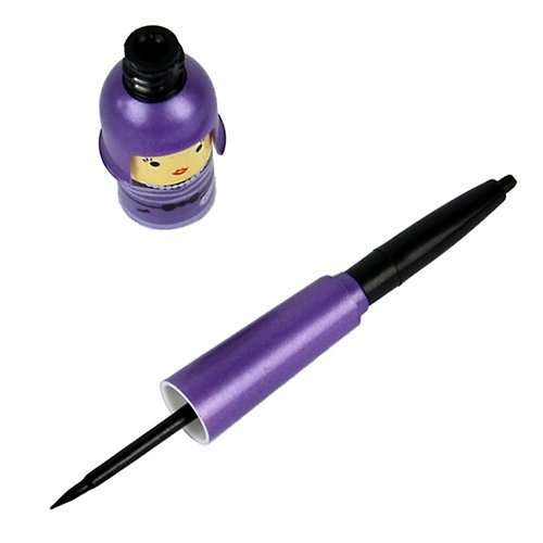 Black 2-in-1 Waterproof Eyeliner in Cute Purple Kawaii Bottle