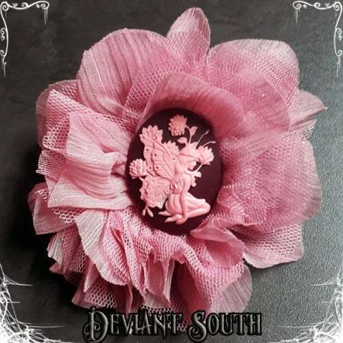 Deviant South Cameo Hair Flower - Pixie Pink