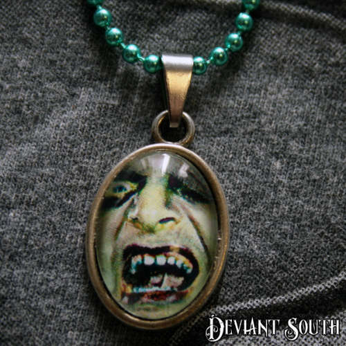 Vampire Cabochon on Green Ball Chain
