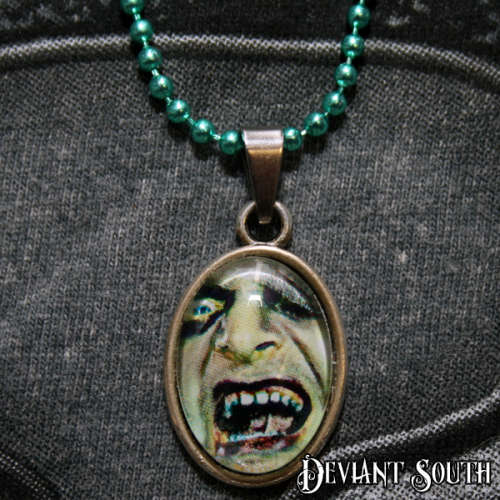 Vampire Cabochon on Green Ball Chain