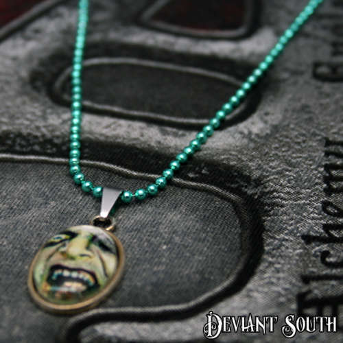 Vampire Cabochon on Green Ball Chain