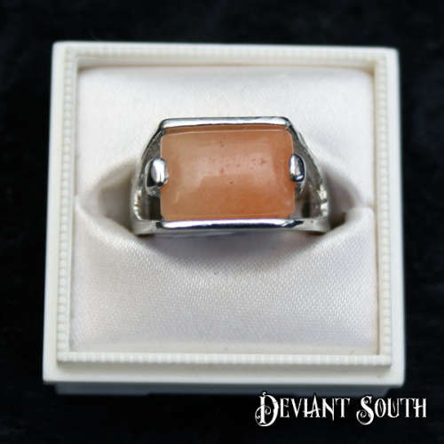 Light Brown Square Stone Silver Ring Size (US | UK) -7 | P