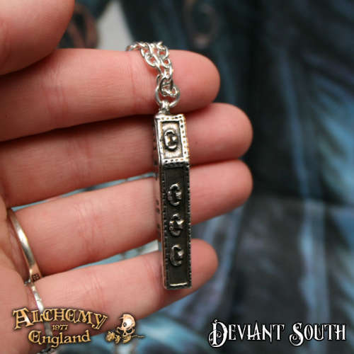 Alchemy Gothic P183 Nosferatu`s Rest -- vampire coffin pewter enamel pendant necklace