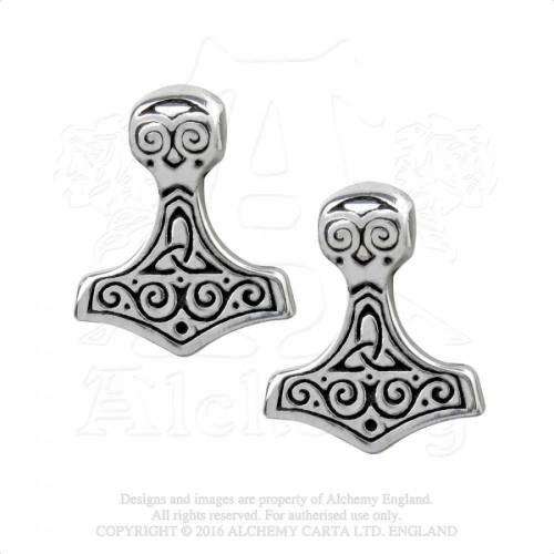 Alchemy Gothic E384 Thor Hammer Studs stud earrings (pair) -- Fine English Pewter