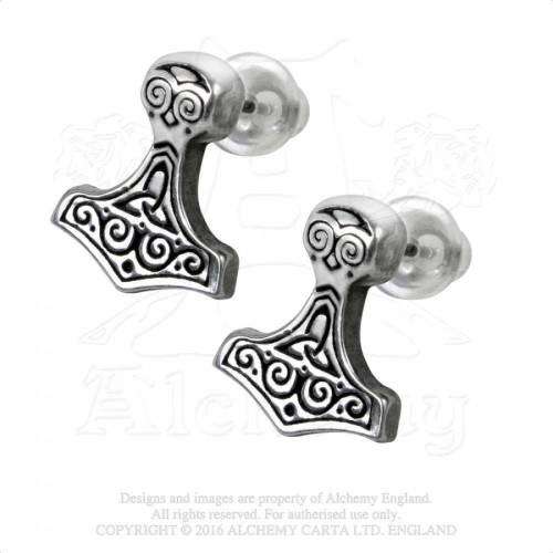 Alchemy Gothic E384 Thor Hammer Studs stud earrings (pair) -- Fine English Pewter