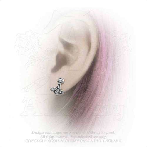 Alchemy Gothic E384 Thor Hammer Studs stud earrings (pair) -- Fine English Pewter