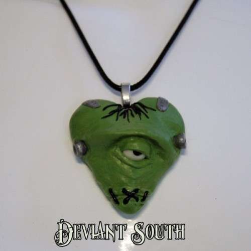Deviant South Frankenstein Heart Pendant Necklace (one of a kind)