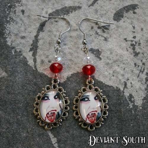 Deviant South Cabochon Earrings (pair) - Vampire Lady