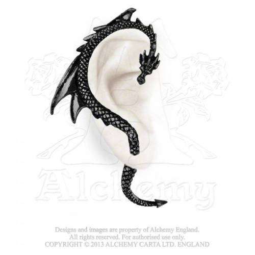 Alchemy Gothic E274B The Dragon`s Lure (right) Black Ear-wrap
