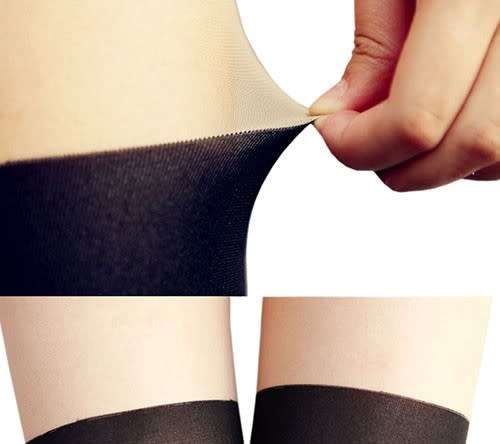 Black Mock Thigh High Over-the-knee Pantyhose Stockings - One Size Fits Most (Small)