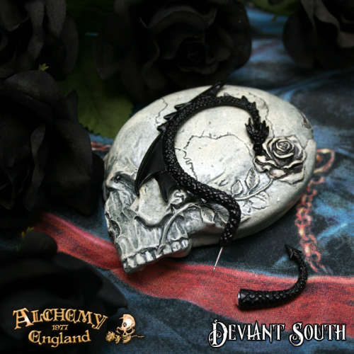 Alchemy Gothic E274B The Dragon`s Lure (right) Black Ear-wrap