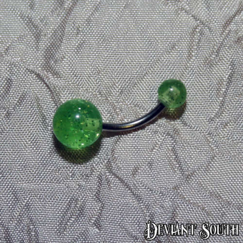 Acrylic Belly Ring - Green Glitter