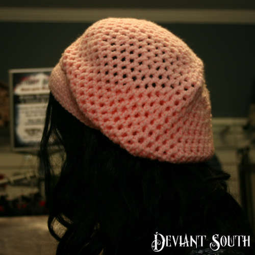 Peach Crocheted Slouch Beanie