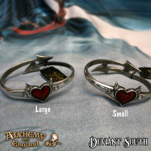 Alchemy Gothic ULFA6 Devil Heart bracelet (Size: Large)