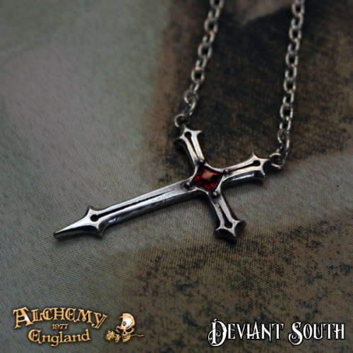 Last Chance! Alchemy Gothic P403 Croix Sinestre pewter pendant necklace