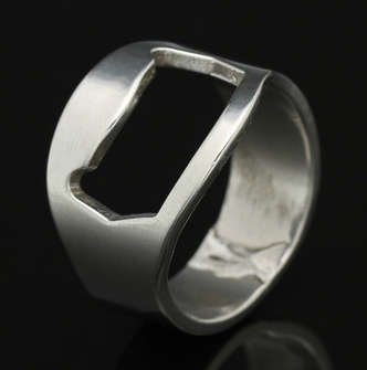 Stainless Steel Bottle Opener Ring - Silver, Size: 10 | U