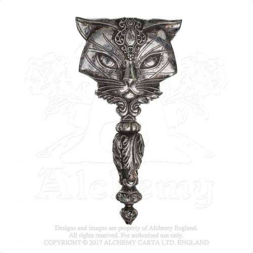 Alchemy Gothic V64 Sacred Cat Hand Mirror (Resin)