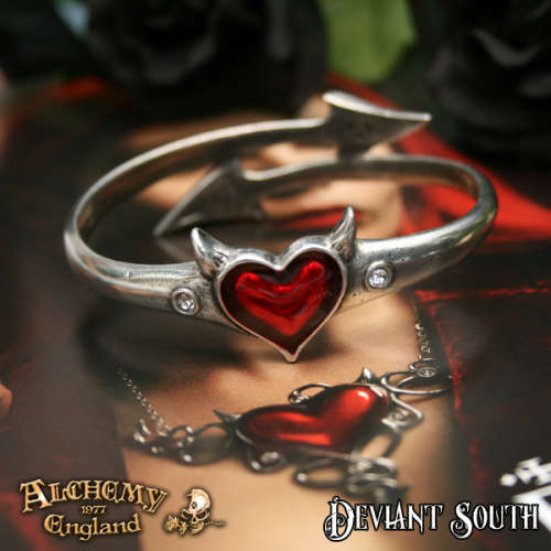 Alchemy Gothic ULFA6 Devil Heart bracelet (Size: Small)