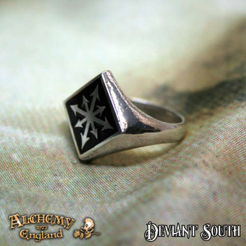Last Chance! Alchemy Gothic AG-R99 Chaos Signet ring - UK Size T (English Pewter)