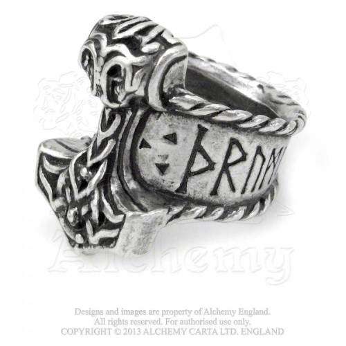 Last Chance! Alchemy Gothic AG-R171 Thor`s Runehammer ring - UK Size: T