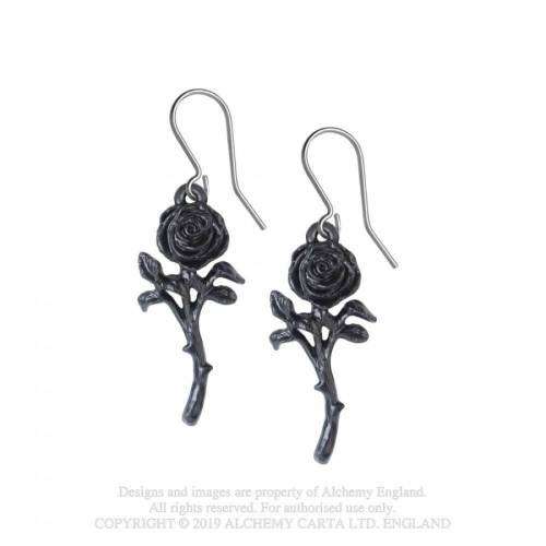 Alchemy Gothic E421 The Romance of the Black Rose earrings (pair)