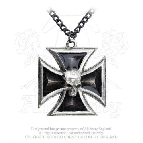 Alchemy Gothic P617 Black Knight`s Cross necklace -- Fine English Pewter