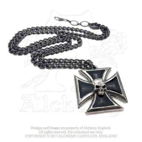 Alchemy Gothic P617 Black Knight`s Cross necklace -- Fine English Pewter
