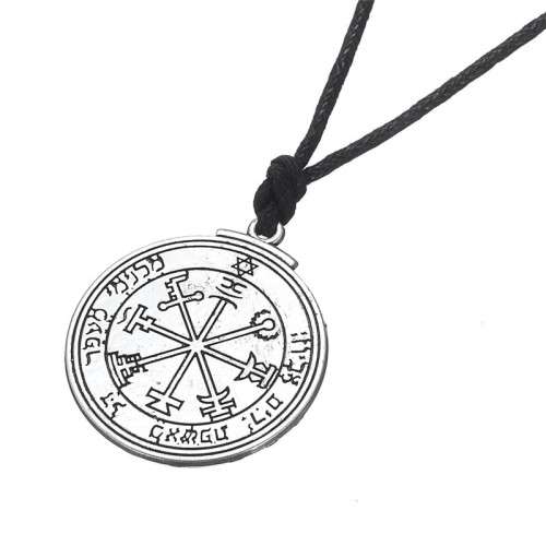 The Sixth Seventh Pentacle of Jupiter Seals of Solomon Round Pendant Necklace