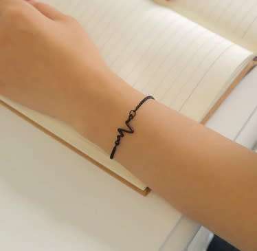 ECG Heart Rate Waves Bracelet - Black (petite wrist)