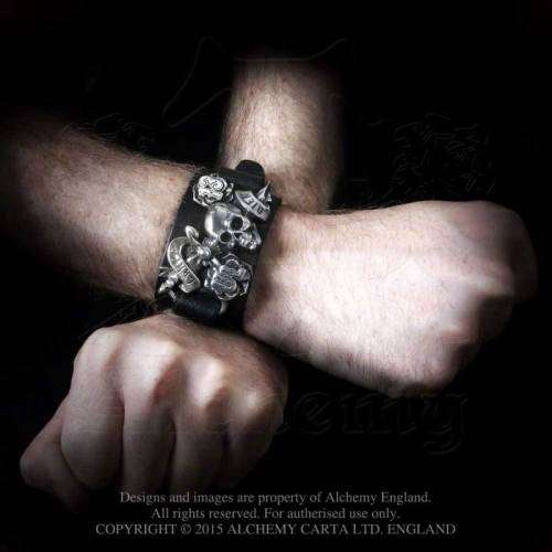 Alchemy Gothic ULA7 Carpe Diem leather wristband