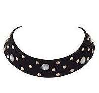 Bronze Circles Faux Leather Choker - Black