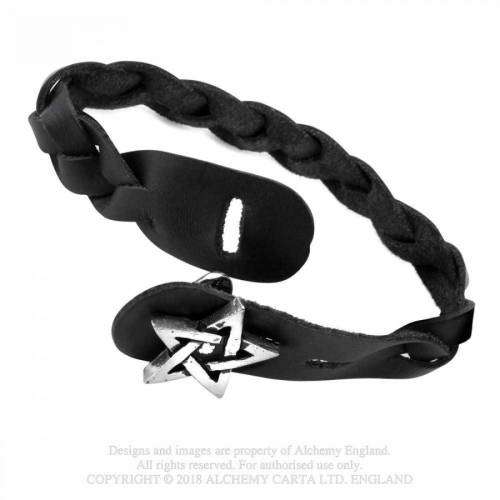Alchemy Gothic A37 Pentagram Gaelic Plait Leather Wriststrap