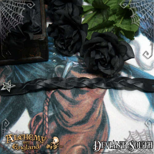 Alchemy Gothic A37 Pentagram Gaelic Plait Leather Wriststrap