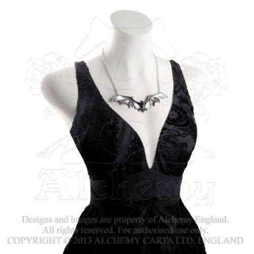 Alchemy Gothic P121 Gothic Bat pendant necklace -- Fine English Pewter