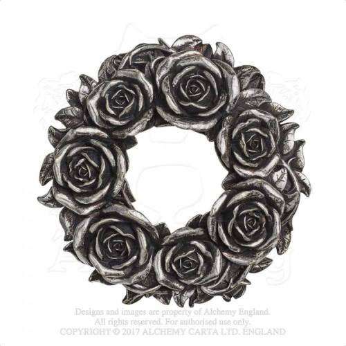Alchemy Gothic V65 Black Rose Wreath Wall Plaque / Candle Wreath (candle not included) 