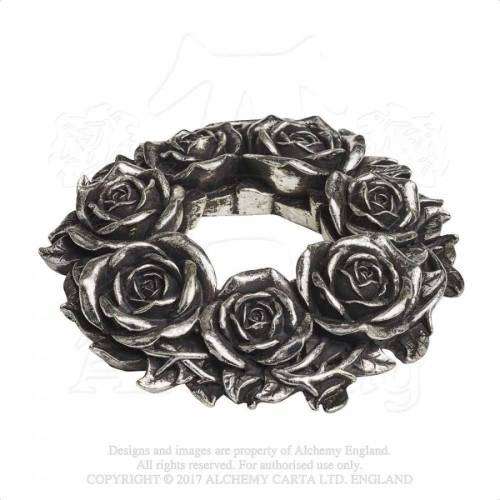 Alchemy Gothic V65 Black Rose Wreath Wall Plaque / Candle Wreath (candle not included) 
