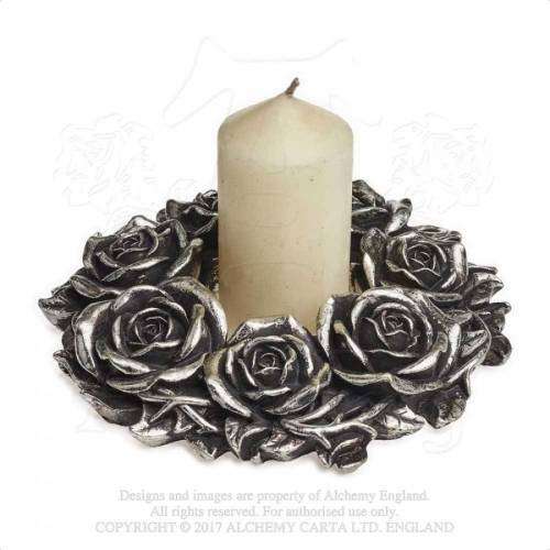 Alchemy Gothic V65 Black Rose Wreath Wall Plaque / Candle Wreath (candle not included) 